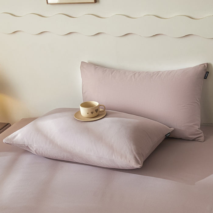 91家纺网 家纺一手货源 找家纺 涵宸家纺 2024新款全棉磨毛四件套纯厚系列-单枕套 a青紫