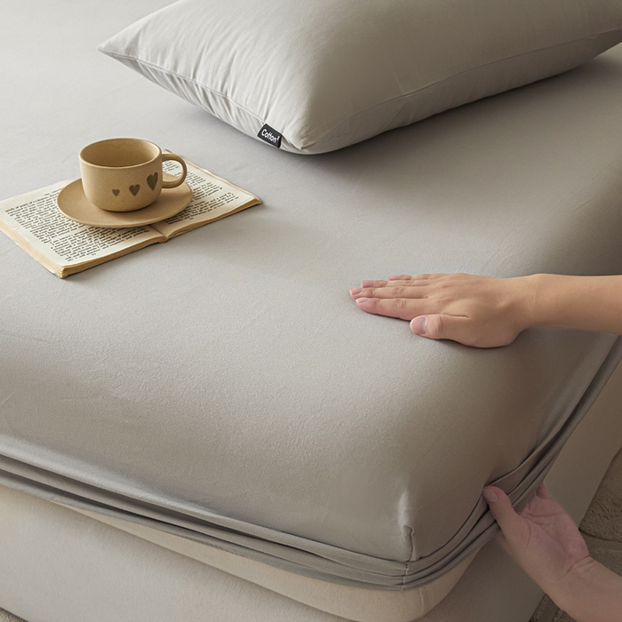 91家纺网 家纺一手货源 找家纺 涵宸家纺 2024新款全棉磨毛四件套纯厚系列-单床笠 a弥漫灰