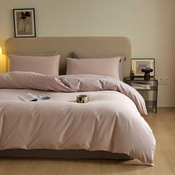 91家纺网 家纺一手货源 找家纺 涵宸家纺 2024新款全棉磨毛四件套纯厚系列（轻）-单被套 纯厚（青紫+星空紫）