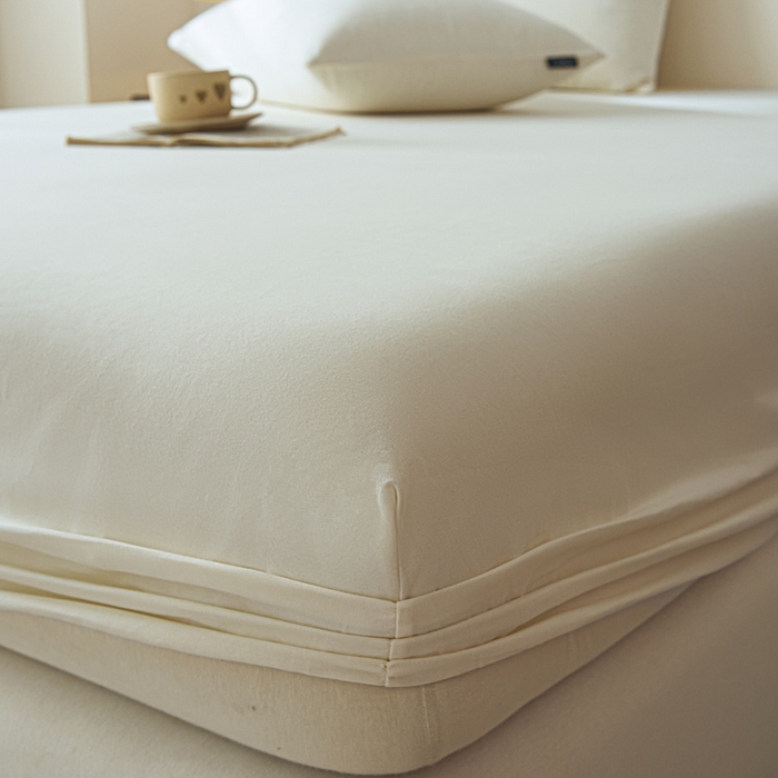 91家纺网 家纺一手货源 找家纺 涵宸家纺 2024新款全棉磨毛四件套纯厚系列-单床笠 a奶白