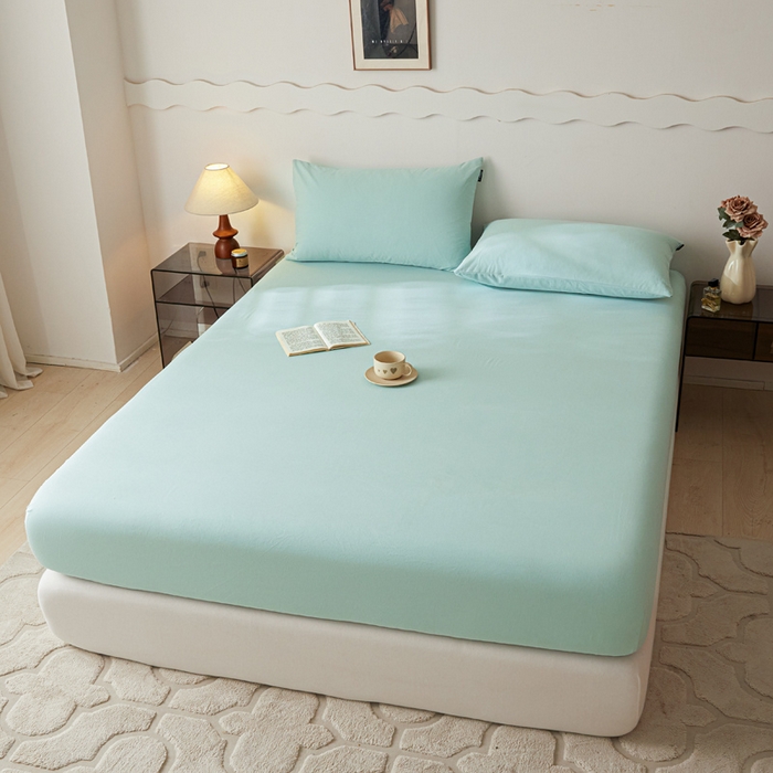 91家纺网 家纺一手货源 找家纺 涵宸家纺 2024新款全棉磨毛四件套纯厚系列-单床笠 a爱琴海