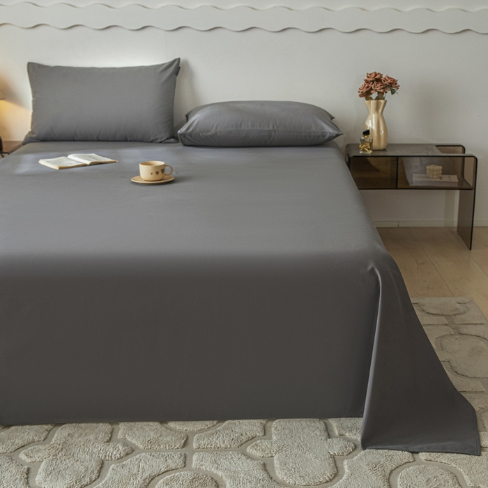 91家纺网 家纺一手货源 找家纺 涵宸家纺 2024新款全棉磨毛四件套纯厚系列-单床单 a高级灰