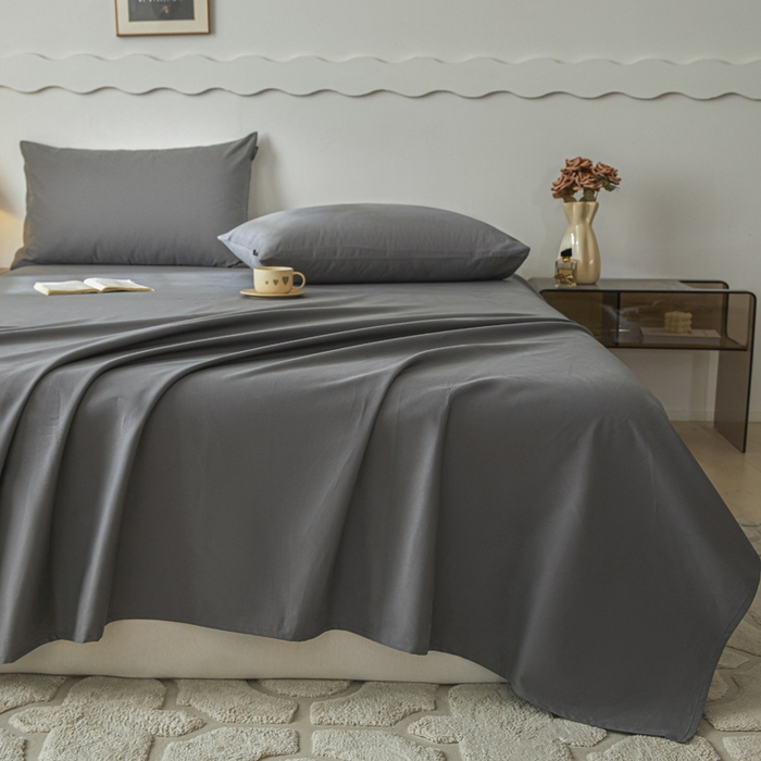 91家纺网 家纺一手货源 找家纺 涵宸家纺 2024新款全棉磨毛四件套纯厚系列-单床单 a高级灰