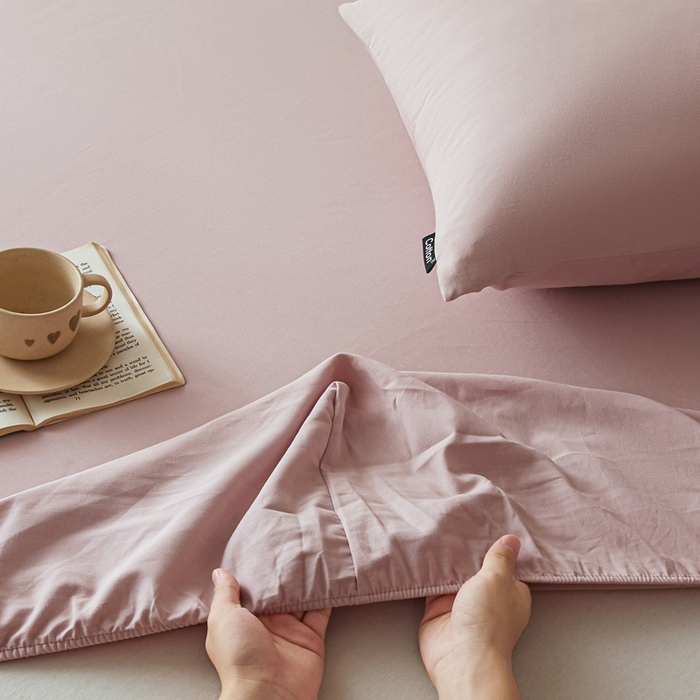 91家纺网 家纺一手货源 找家纺 涵宸家纺 2024新款全棉磨毛四件套纯厚系列-单床笠 a青紫