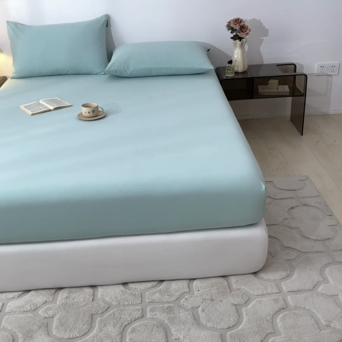 91家纺网 家纺一手货源 找家纺 涵宸家纺 2024新款全棉磨毛四件套纯厚系列-单床笠 a豆沙