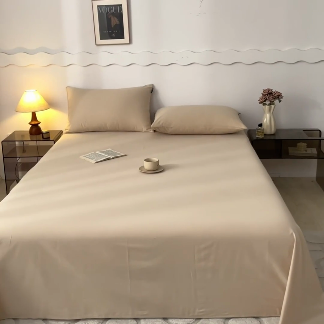 91家纺网 家纺一手货源 找家纺 涵宸家纺 2024新款全棉磨毛四件套纯厚系列-单床单 a白桃