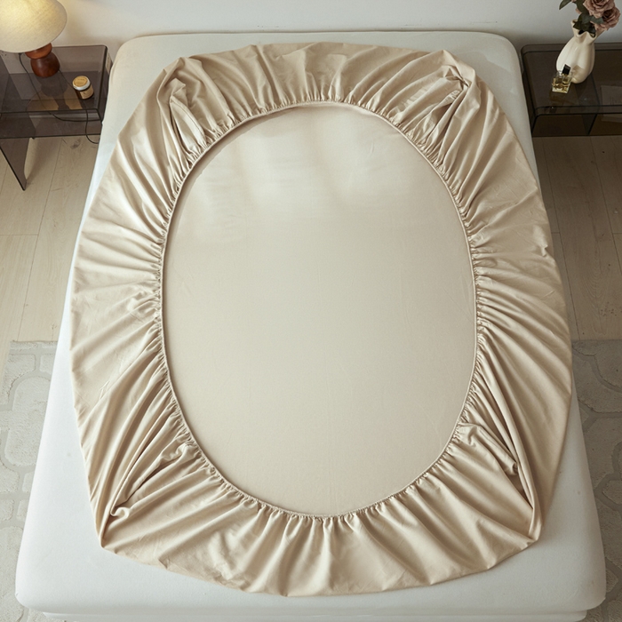 91家纺网 家纺一手货源 找家纺 涵宸家纺 2024新款全棉磨毛四件套纯厚系列-单床笠 a奶茶色