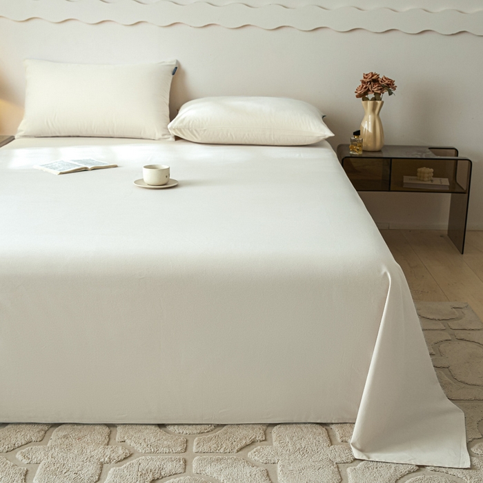 91家纺网 家纺一手货源 找家纺 涵宸家纺 2024新款全棉磨毛四件套纯厚系列-单床单 a奶白