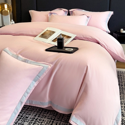 家居1号家纺 2024秋冬新疆长绒棉体双拼纯色磨毛四件套-杰西 杰西-玫瑰粉