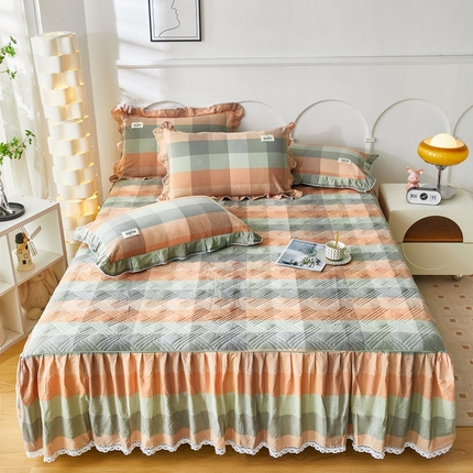 91家纺网 家纺一手货源 找家纺 （总）缦彩 2024新款全棉纯棉水洗棉夹棉加厚床裙床笠裙