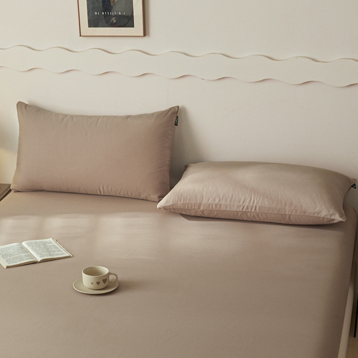 91家纺网 家纺一手货源 找家纺 涵宸家纺 2024新款全棉磨毛四件套纯厚系列-单枕套 a复古棕