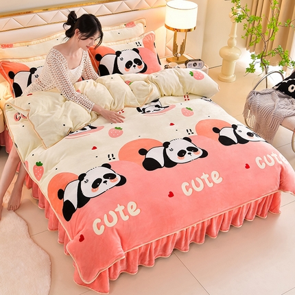 91家纺网 家纺一手货源 找家纺 （总）沐妍家纺 2025新款7斤加厚保暖金貂绒牛奶绒印花四件套