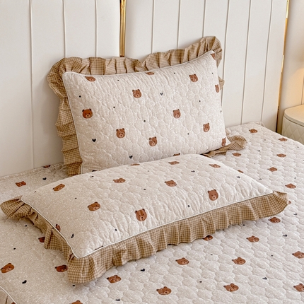 91家纺网 家纺一手货源 找家纺 （总）爱妮玖玖家纺 2024新款全棉印花小蕾丝花边夹棉枕套