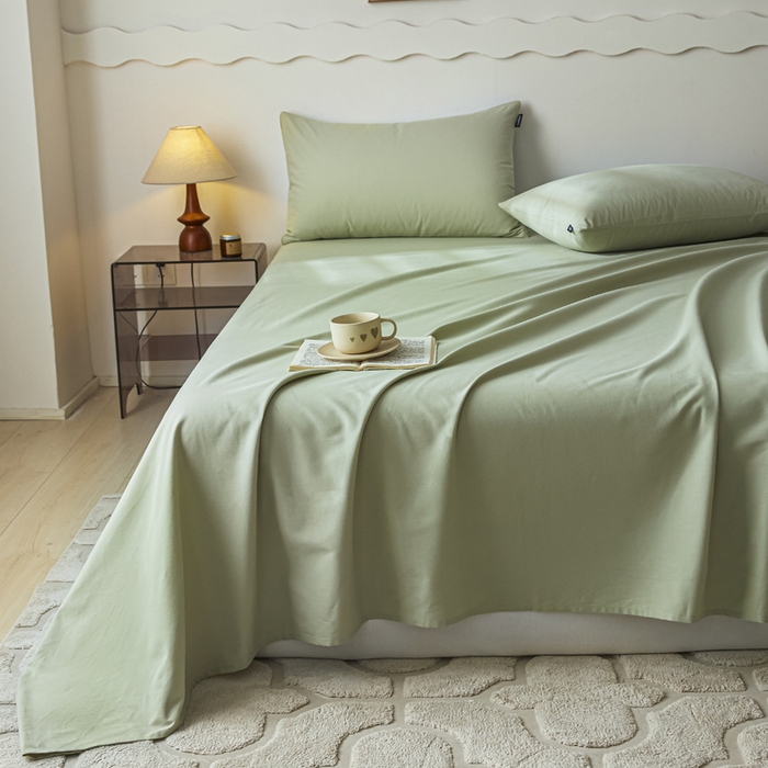 91家纺网 家纺一手货源 找家纺 涵宸家纺 2024新款全棉磨毛四件套纯厚系列-单床单 a古今绿