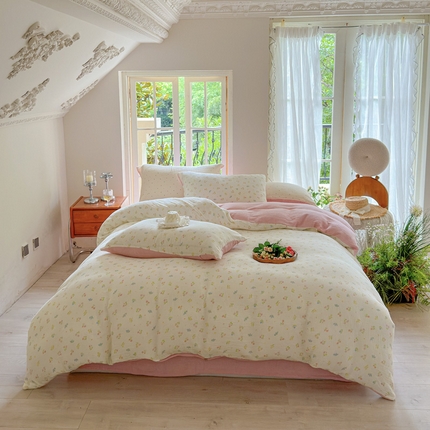 91家纺网 家纺一手货源 找家纺 （总）木楌  2025新款全棉A类皱皱纱印花四件套