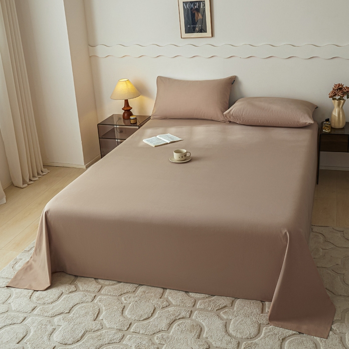 91家纺网 家纺一手货源 找家纺 涵宸家纺 2024新款全棉磨毛四件套纯厚系列-单床单 a复古棕