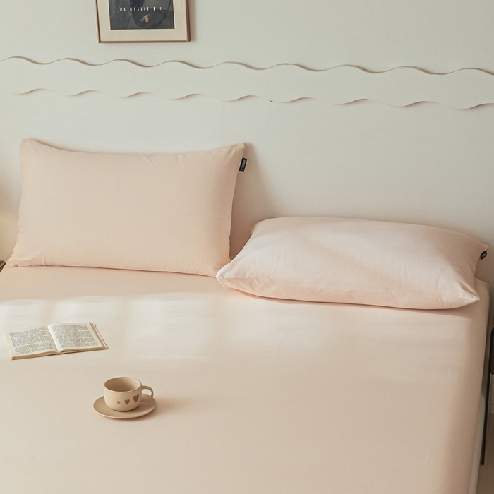 91家纺网 家纺一手货源 找家纺 涵宸家纺 2024新款全棉磨毛四件套纯厚系列-单枕套 a白桃