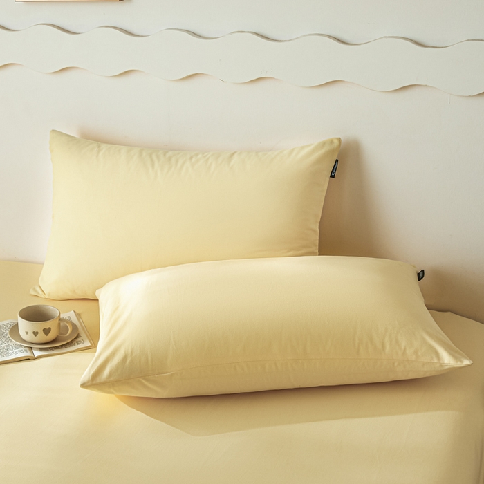 91家纺网 家纺一手货源 找家纺 涵宸家纺 2024新款全棉磨毛四件套纯厚系列-单枕套 a嫩黄