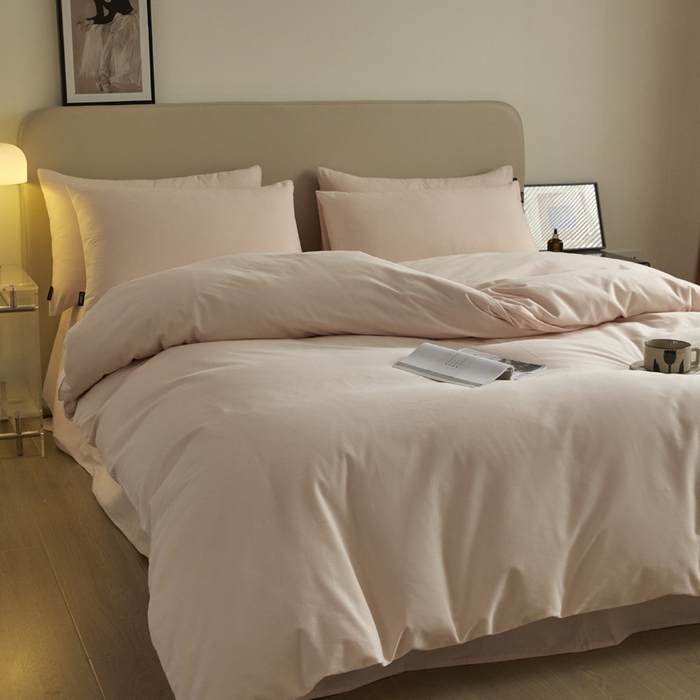 91家纺网 家纺一手货源 找家纺 涵宸家纺 2024新款全棉磨毛四件套纯厚系列（轻）-单被套 纯厚-樱花粉