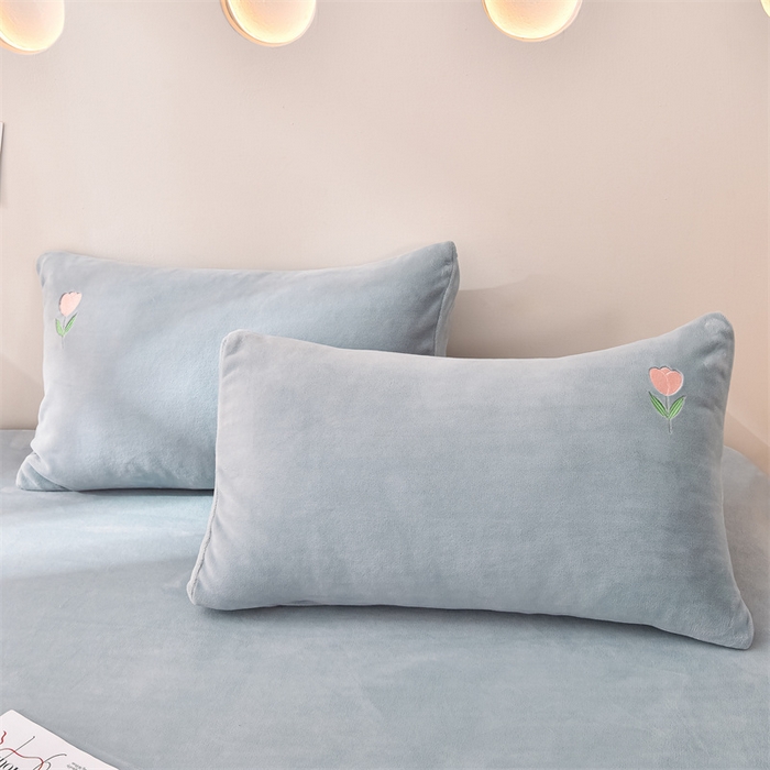 91家纺网 家纺一手货源 找家纺 笙意家纺 2025新款A类牛奶绒花卉刺绣单床笠 郁金香-海清