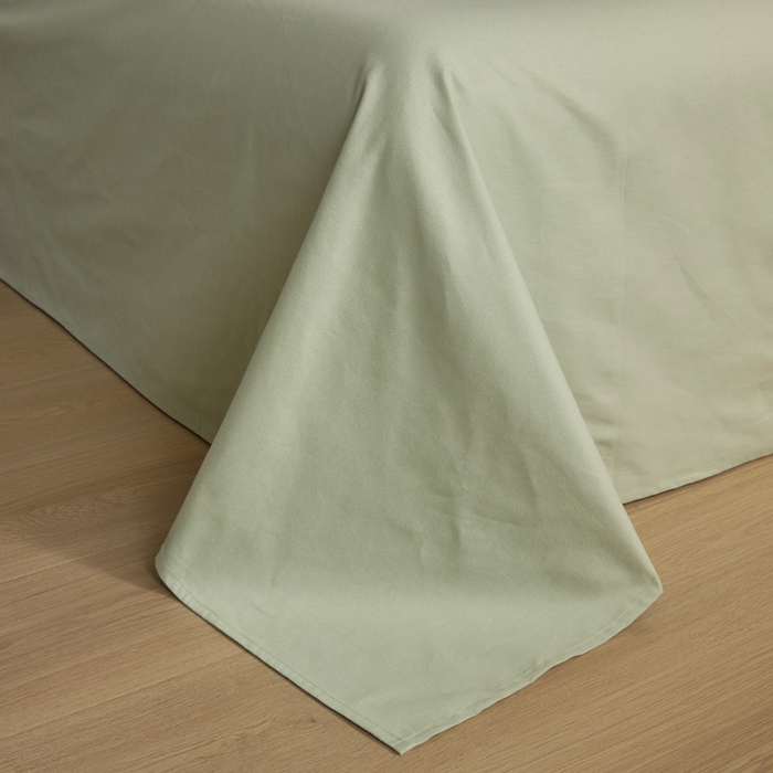 91家纺网 家纺一手货源 找家纺 涵宸家纺 2024新款全棉磨毛四件套纯厚系列（轻）-四件套 纯厚（奶白+绿）