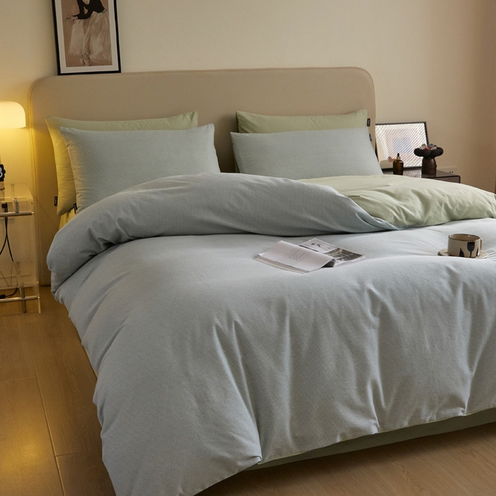 91家纺网 家纺一手货源 找家纺 涵宸家纺 2024新款全棉磨毛四件套纯厚系列（轻）-单被套 纯厚-枝条绿