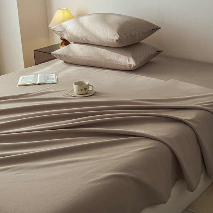 91家纺网 家纺一手货源 找家纺 涵宸家纺 2024新款全棉磨毛四件套纯厚系列-单床单 a复古棕