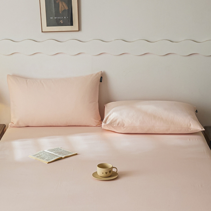 91家纺网 家纺一手货源 找家纺 涵宸家纺 2024新款全棉磨毛四件套纯厚系列-单枕套 a樱花粉