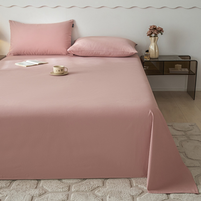 91家纺网 家纺一手货源 找家纺 涵宸家纺 2024新款全棉磨毛四件套纯厚系列-单床单 a豆沙