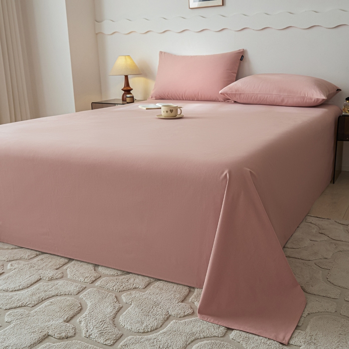 91家纺网 家纺一手货源 找家纺 涵宸家纺 2024新款全棉磨毛四件套纯厚系列-单床单 a豆沙