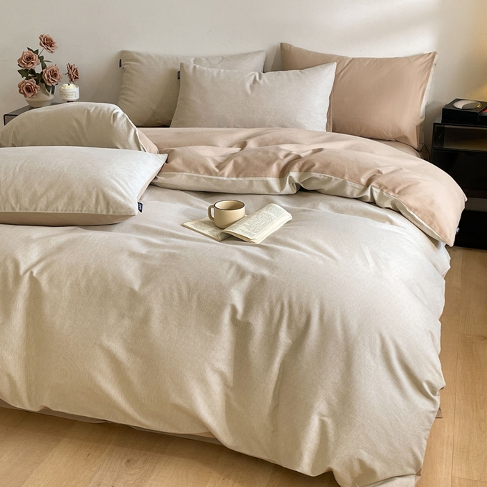 91家纺网 家纺一手货源 找家纺 涵宸家纺 2024新款全棉磨毛四件套纯厚系列（简）-四件套 纯厚-枝条咖