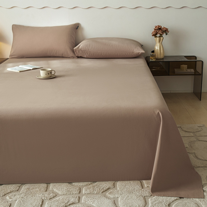 91家纺网 家纺一手货源 找家纺 涵宸家纺 2024新款全棉磨毛四件套纯厚系列-单床单 a复古棕