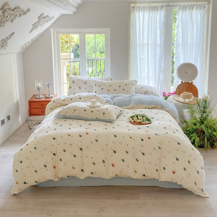 91家纺网 家纺一手货源 找家纺 （总）木楌  2025新款全棉A类皱皱纱印花四件套