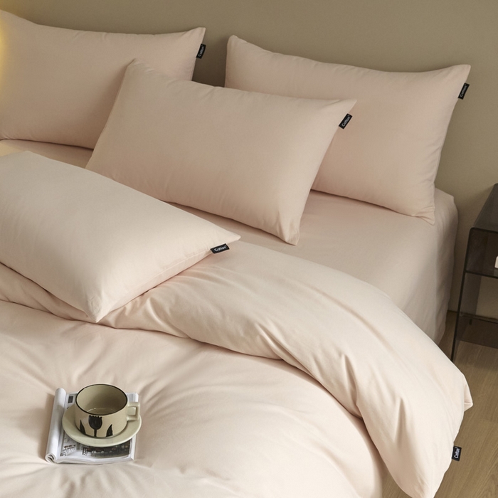 91家纺网 家纺一手货源 找家纺 涵宸家纺 2024新款全棉磨毛四件套纯厚系列（轻）-单被套 纯厚-樱花粉