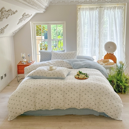 木楌  2025新款全棉A类皱皱纱印花四件套兰菲