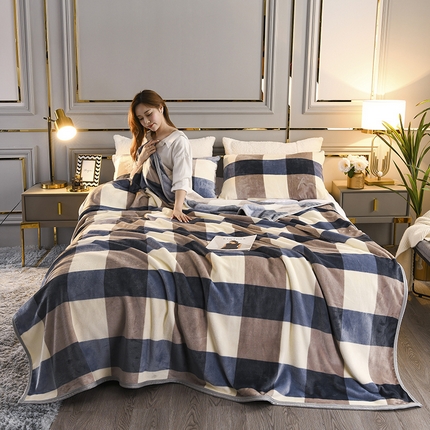 91家纺网 家纺一手货源 找家纺 圣楚 2024新款300g加厚保暖云貂绒双面毯子办公室午睡毛毯直播 简静