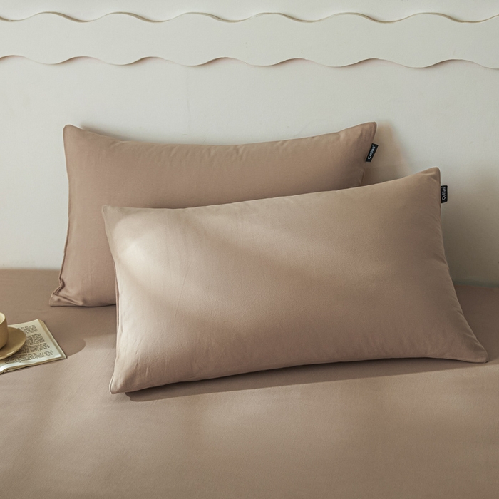 91家纺网 家纺一手货源 找家纺 涵宸家纺 2024新款全棉磨毛四件套纯厚系列-单枕套 a复古棕