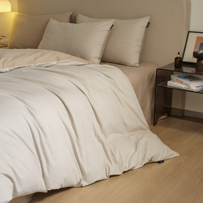 91家纺网 家纺一手货源 找家纺 涵宸家纺 2024新款全棉磨毛四件套纯厚系列（轻）-四件套 纯厚-枝条咖