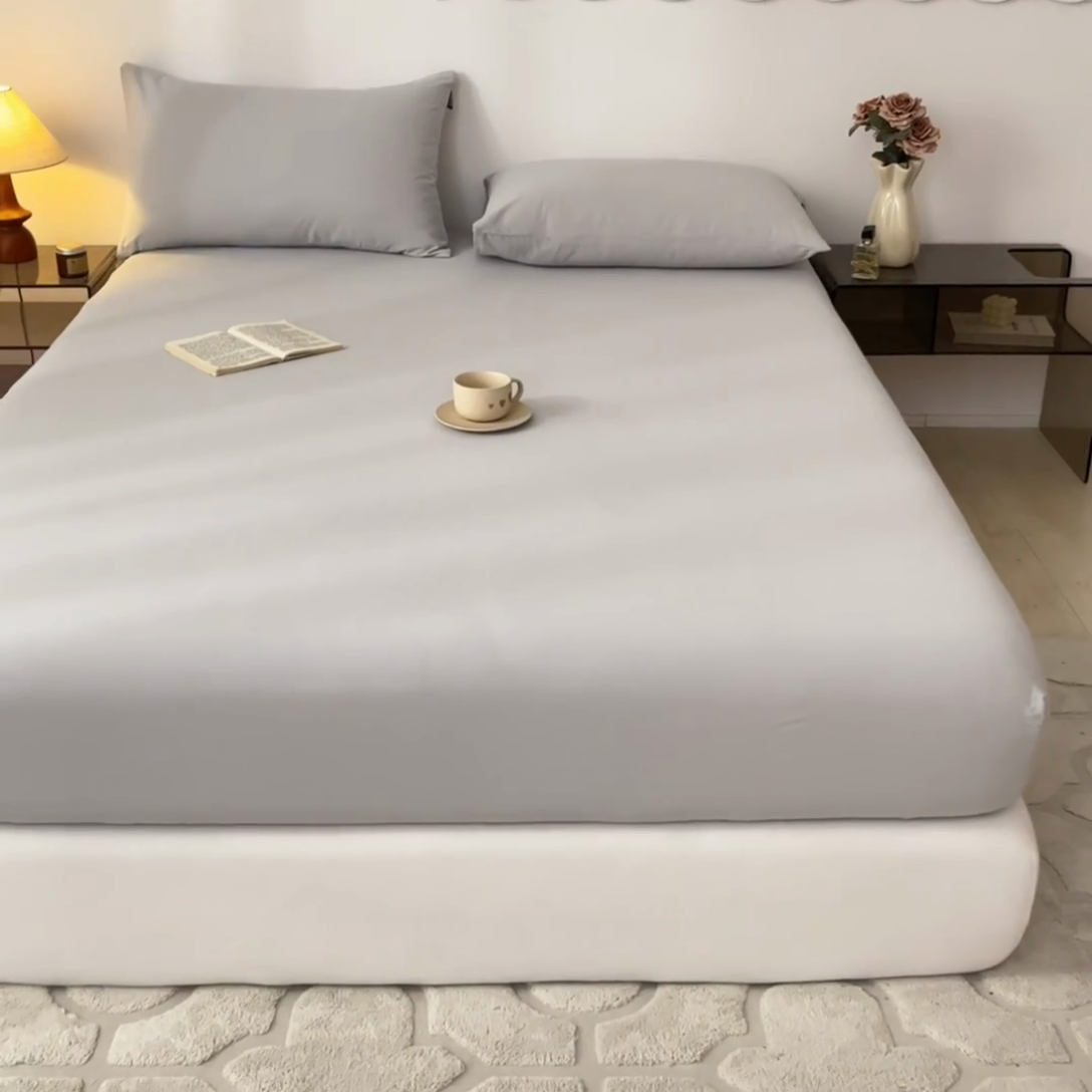 91家纺网 家纺一手货源 找家纺 涵宸家纺 2024新款全棉磨毛四件套纯厚系列-单床笠 a兰灰