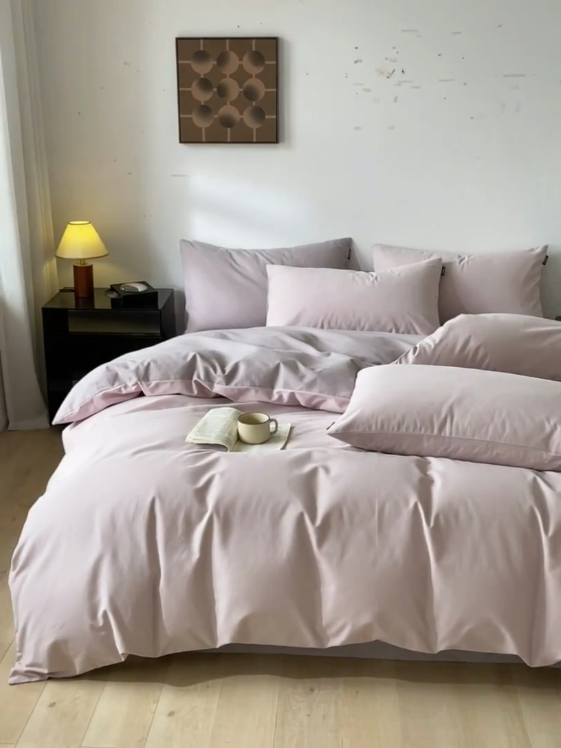 91家纺网 家纺一手货源 找家纺 涵宸家纺 2024新款全棉磨毛四件套纯厚系列（简）-四件套 纯厚（青紫+星空紫）