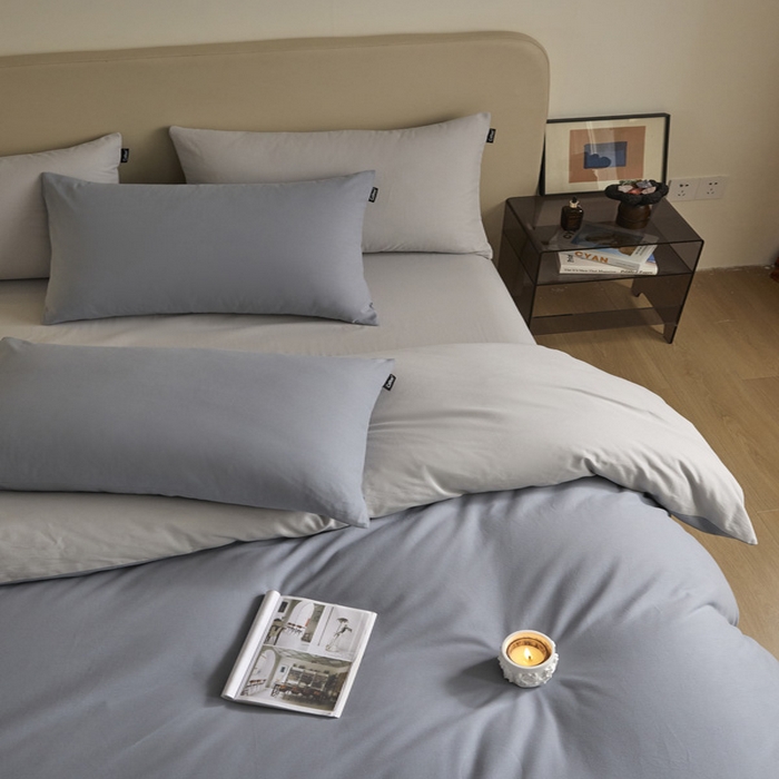 91家纺网 家纺一手货源 找家纺 涵宸家纺 2024新款全棉磨毛四件套纯厚系列（轻）-单被套 纯厚（星耀兰+兰灰）