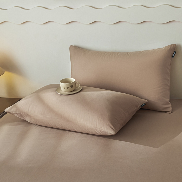 91家纺网 家纺一手货源 找家纺 涵宸家纺 2024新款全棉磨毛四件套纯厚系列-单枕套 a复古棕