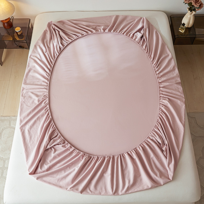 91家纺网 家纺一手货源 找家纺 涵宸家纺 2024新款全棉磨毛四件套纯厚系列-单床笠 a青紫