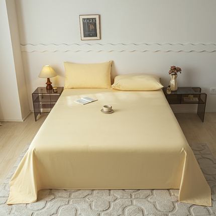 涵宸家纺 2024新款全棉磨毛四件套纯厚系列-单床单 a嫩黄