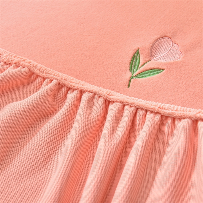 91家纺网 家纺一手货源 找家纺 笙意家纺 2025新款A类牛奶绒花卉刺绣单床笠 郁金香-浅粉