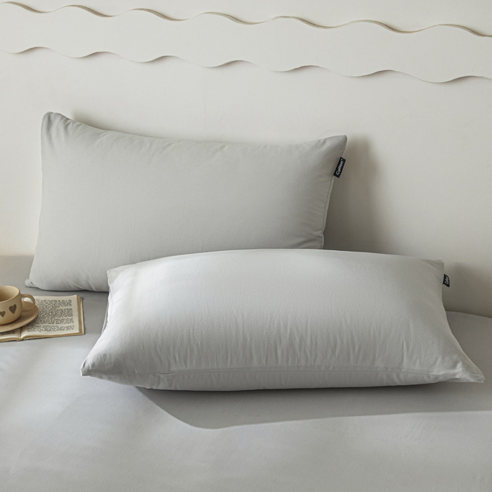 91家纺网 家纺一手货源 找家纺 涵宸家纺 2024新款全棉磨毛四件套纯厚系列-单枕套 a兰灰