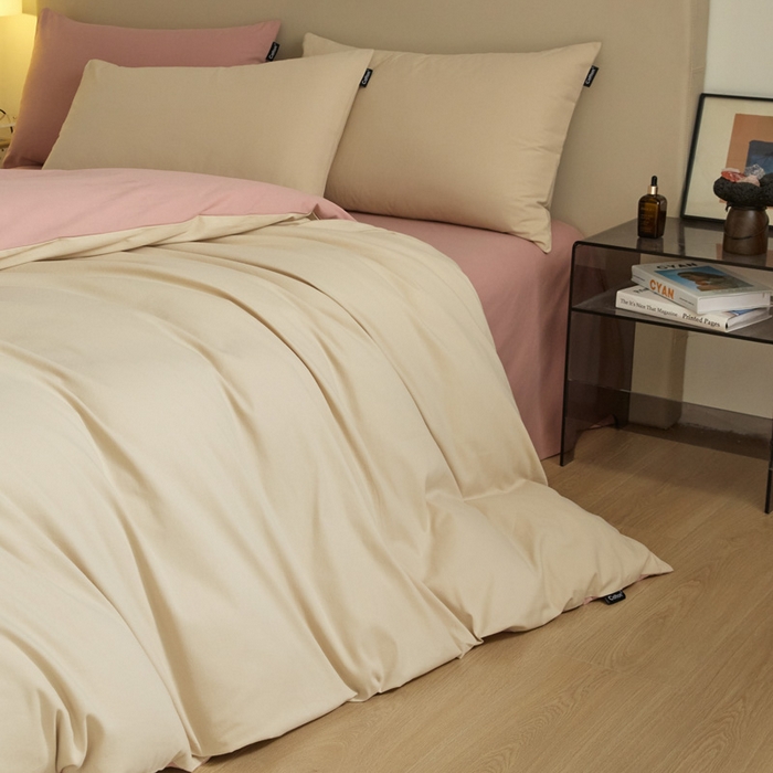 91家纺网 家纺一手货源 找家纺 涵宸家纺 2024新款全棉磨毛四件套纯厚系列（轻）-单被套 纯厚（奶茶色+豆沙）