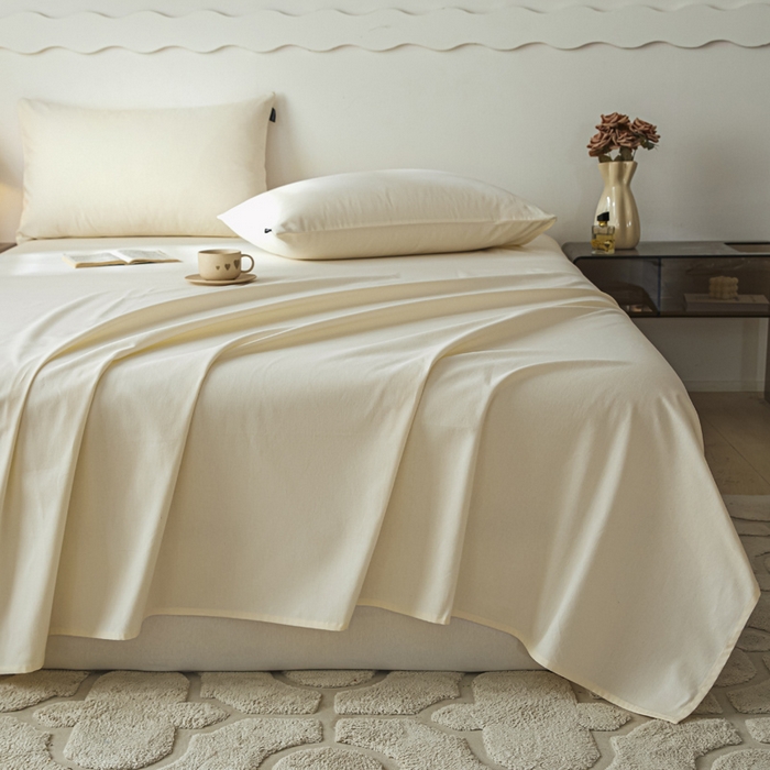 91家纺网 家纺一手货源 找家纺 涵宸家纺 2024新款全棉磨毛四件套纯厚系列-单床单 a奶茶色