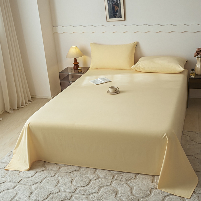 91家纺网 家纺一手货源 找家纺 涵宸家纺 2024新款全棉磨毛四件套纯厚系列-单床单 a嫩黄