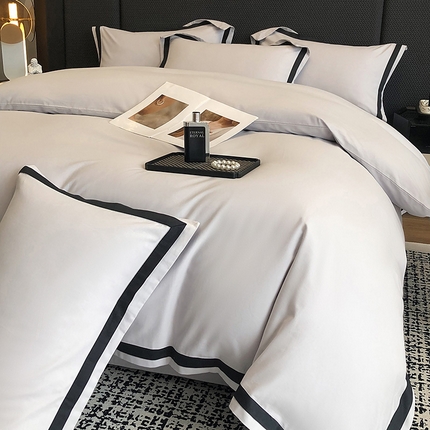 91家纺网 家纺一手货源 找家纺 家居1号家纺 2024秋冬新疆长绒棉体双拼纯色磨毛四件套-杰西 杰西-绅士灰